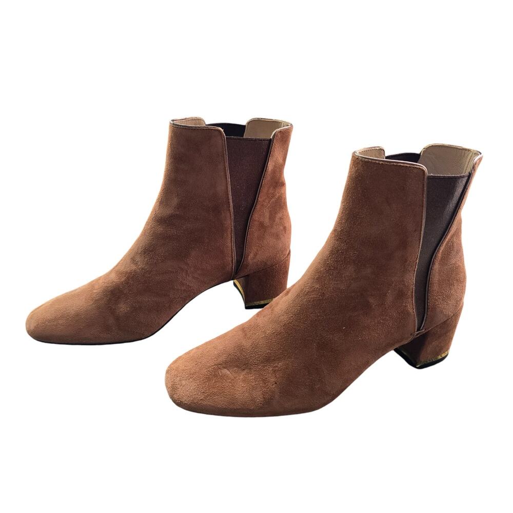 JB Martin Womens Chelsea Boots EU 40 Chestnut Brown Suede Leather Ankle Booties